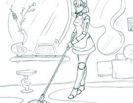 #3 for Produce illustration artwork that shows a human droid cleaning floor using mop and bucket by zitabanyai