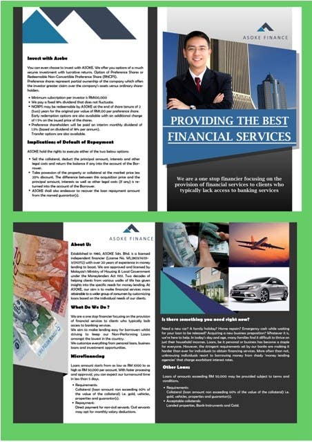 Kilpailutyö #9 kilpailussa                                                 Brochure Design For A Finance Company
                                            