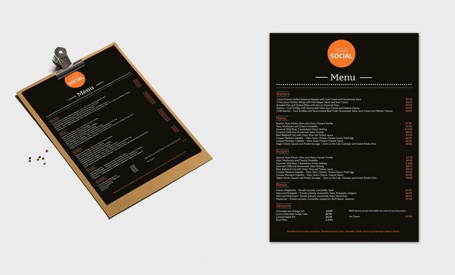 Natečajni vnos #38 za                                                 Design/Create funky food menu for bar/restaurant in MS Word
                                            