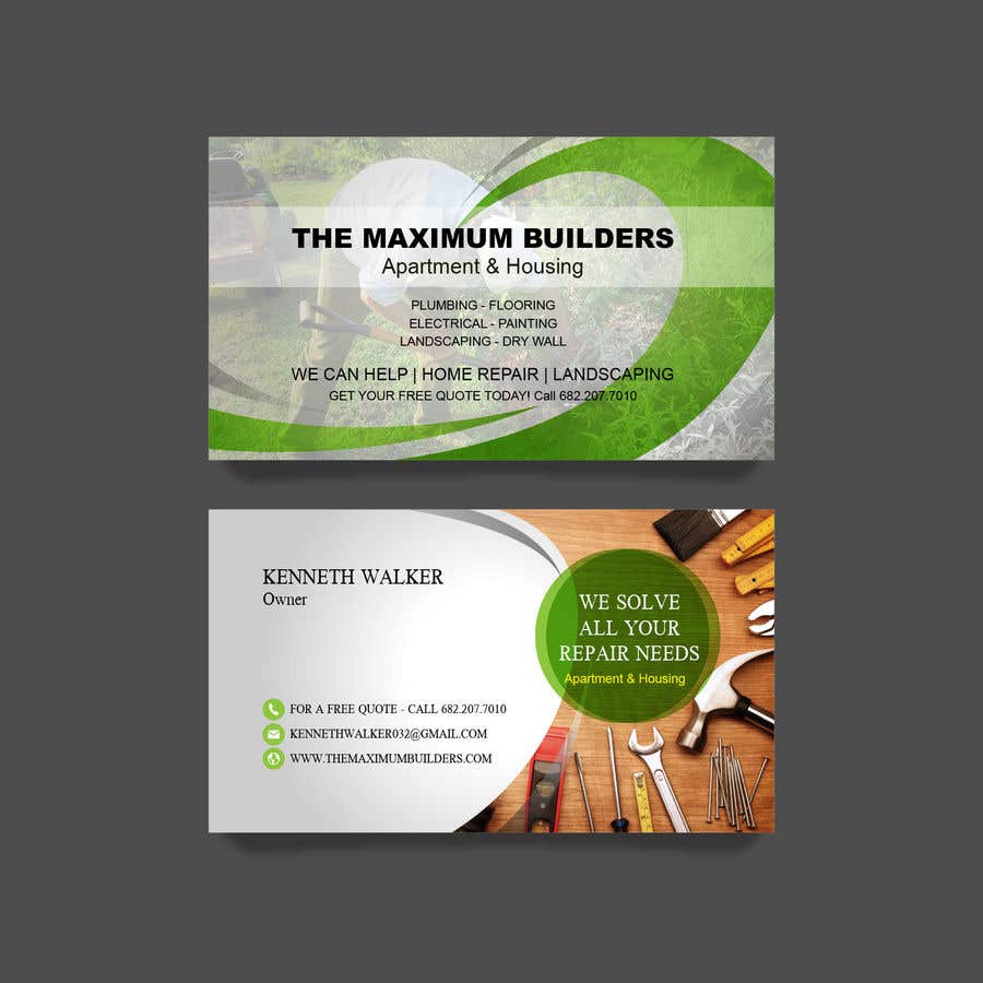 Contest Entry #66 for                                                 design double sided business cards - construction
                                            