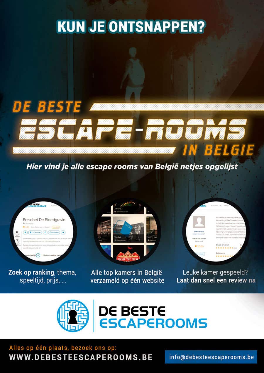 Bài tham dự cuộc thi #41 cho                                                 Design A6 flyer for an escape room review website
                                            