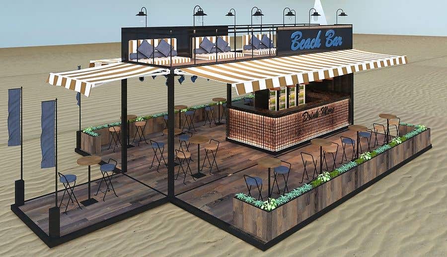 Intrarea #27 pentru concursul „                                                I need an approximate layout of a trailer converted into a bar. The trailer is 8m x 2.1m. Must have a bar for serving drinks and seating area. Designer can send the layout, front view, side view or possibly 3d model.
                                            ”
