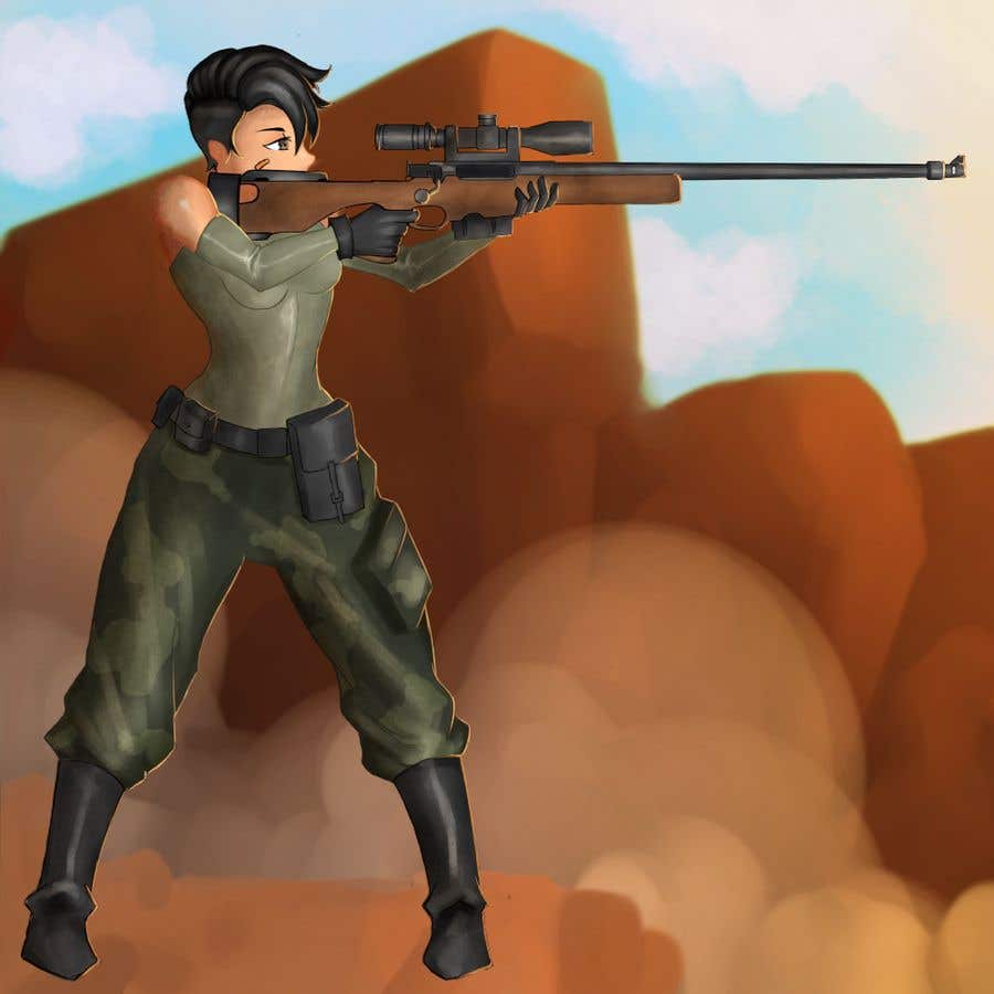 Bài tham dự cuộc thi #60 cho                                                 Female soldier character illustration with background
                                            