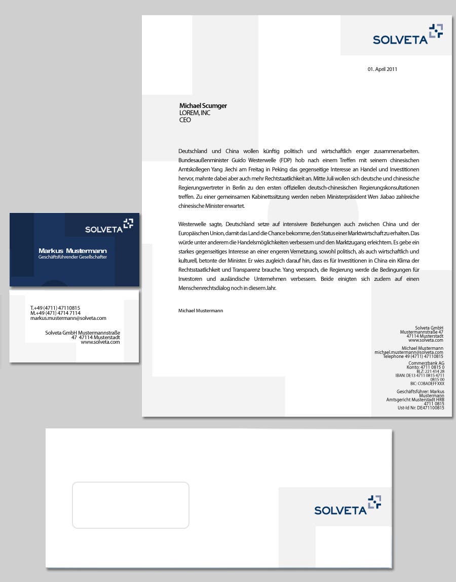 #64. pályamű a(z)                                                  Letterhead, Envelopes, Business Cards and more for Solveta
                                             versenyre