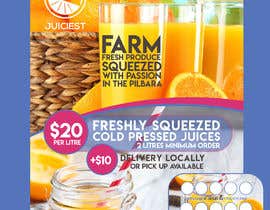 #9 za Clean fresh and bright looking flyer created for cold pressed juices. With a loyalty card buy 10 get the 11th juice free od pdiddy888