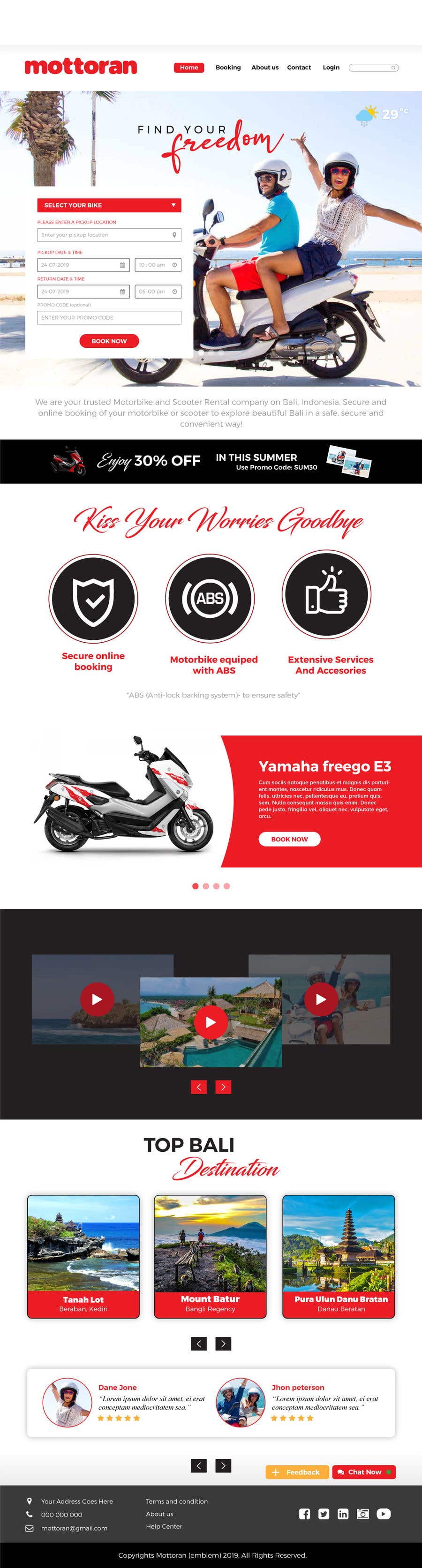 Penyertaan Peraduan #50 untuk                                                 User Interface design (landing page design) - for a motorcycle rental company
                                            