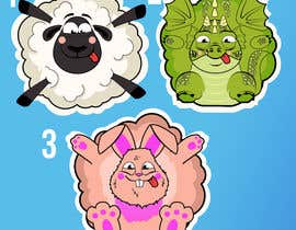 nº 57 pour 3 cartoon animals simple clip art style, big sweet eyes for kids stickers par GribertJvargas 
