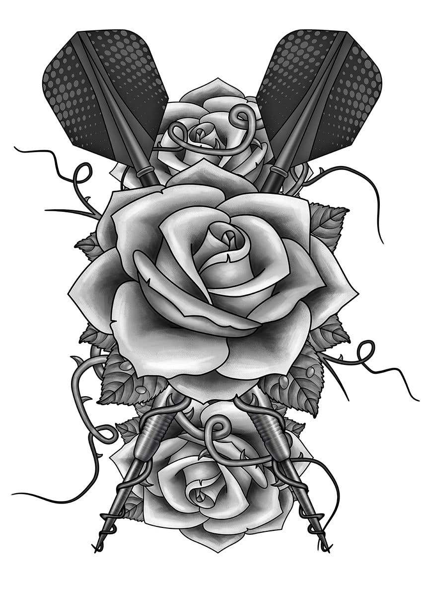 Entri Kontes #20 untuk                                                Darts and Roses Tattoo Illustration
                                            