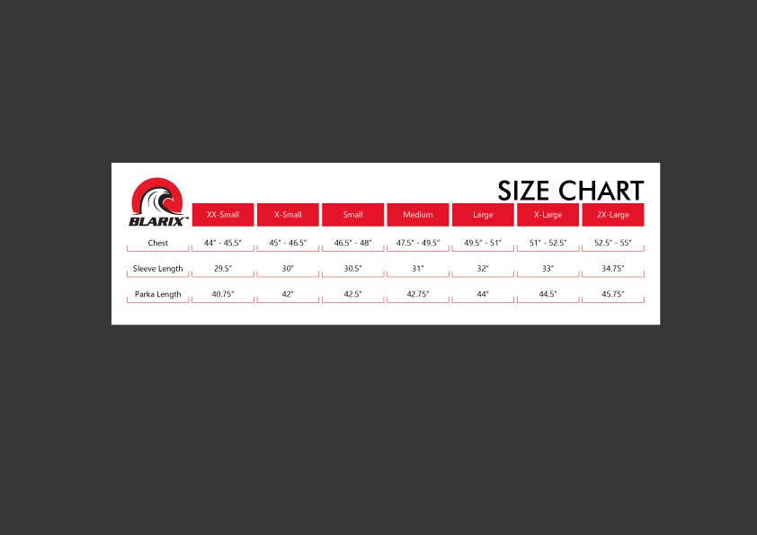 Penyertaan Peraduan #23 untuk                                                 Design a nice looking size chart
                                            