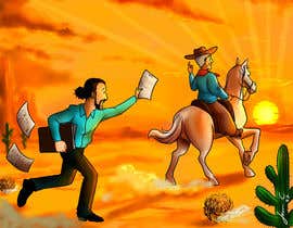 #38 for Cartoon image of professor riding into sunset ignoring a graduate student av jasongcorre