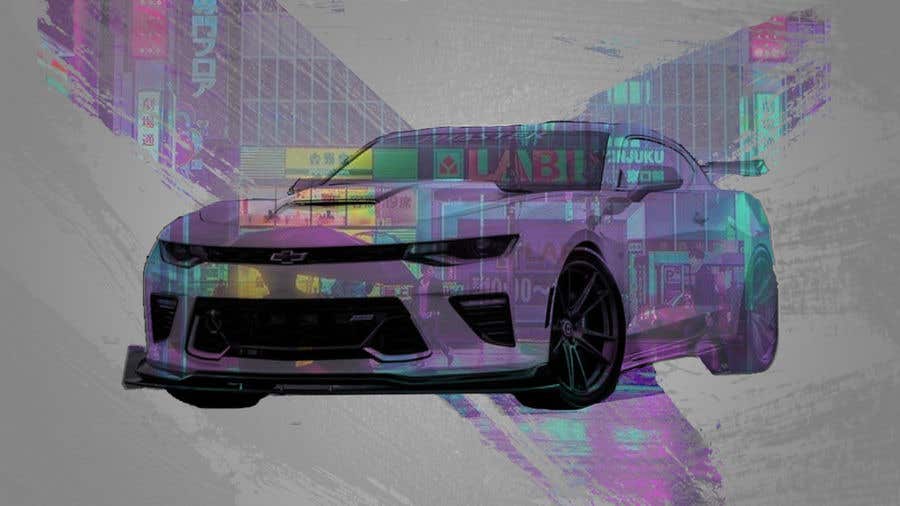 Konkurrenceindlæg #5 for                                                 I’m looking for someone design/create custom retro 80’s artwork (examples below) and photoshop it onto a 2017 Camaro zl1 1le (example below).

Mainly focus on the colors. I’m open to all kinds of work but these are my favorites.
                                            