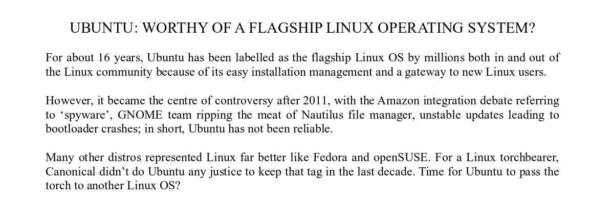 Contest Entry #3 for                                                 3 Blog articles about Linux
                                            