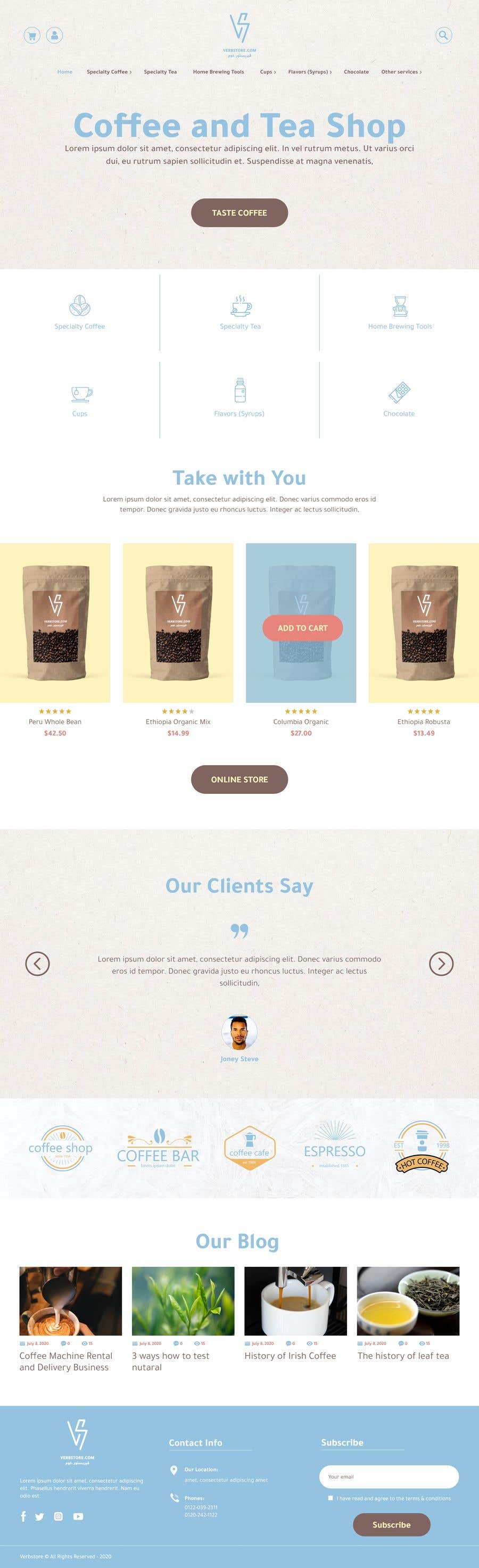 Bài tham dự cuộc thi #57 cho                                                 landing page design for a coffee and tea online store
                                            