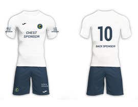 #4 para football shirt design - create a ghost mannequin example KIT LAUNCH (white shirt - navy blue shorts) de rtaetor