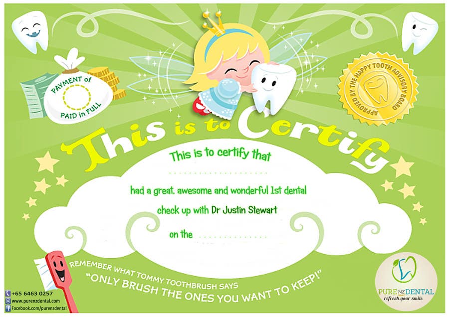 Contest Entry #21 for                                                 Illustrate Something for Kids Dental Certificate
                                            