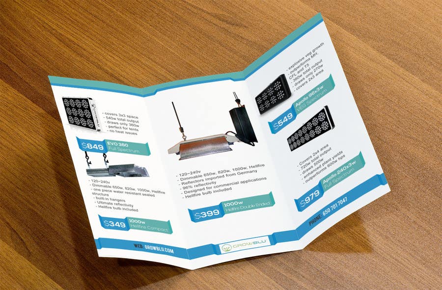 Kilpailutyö #10 kilpailussa                                                 Trifold Product Brochure for LED Company
                                            