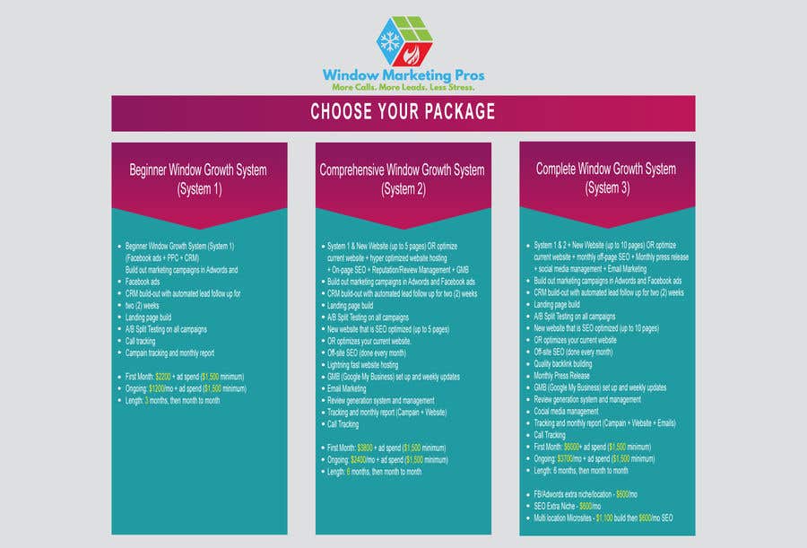 Penyertaan Peraduan #1 untuk                                                 Need this package pricing table turned into a professional looking and printable document
                                            