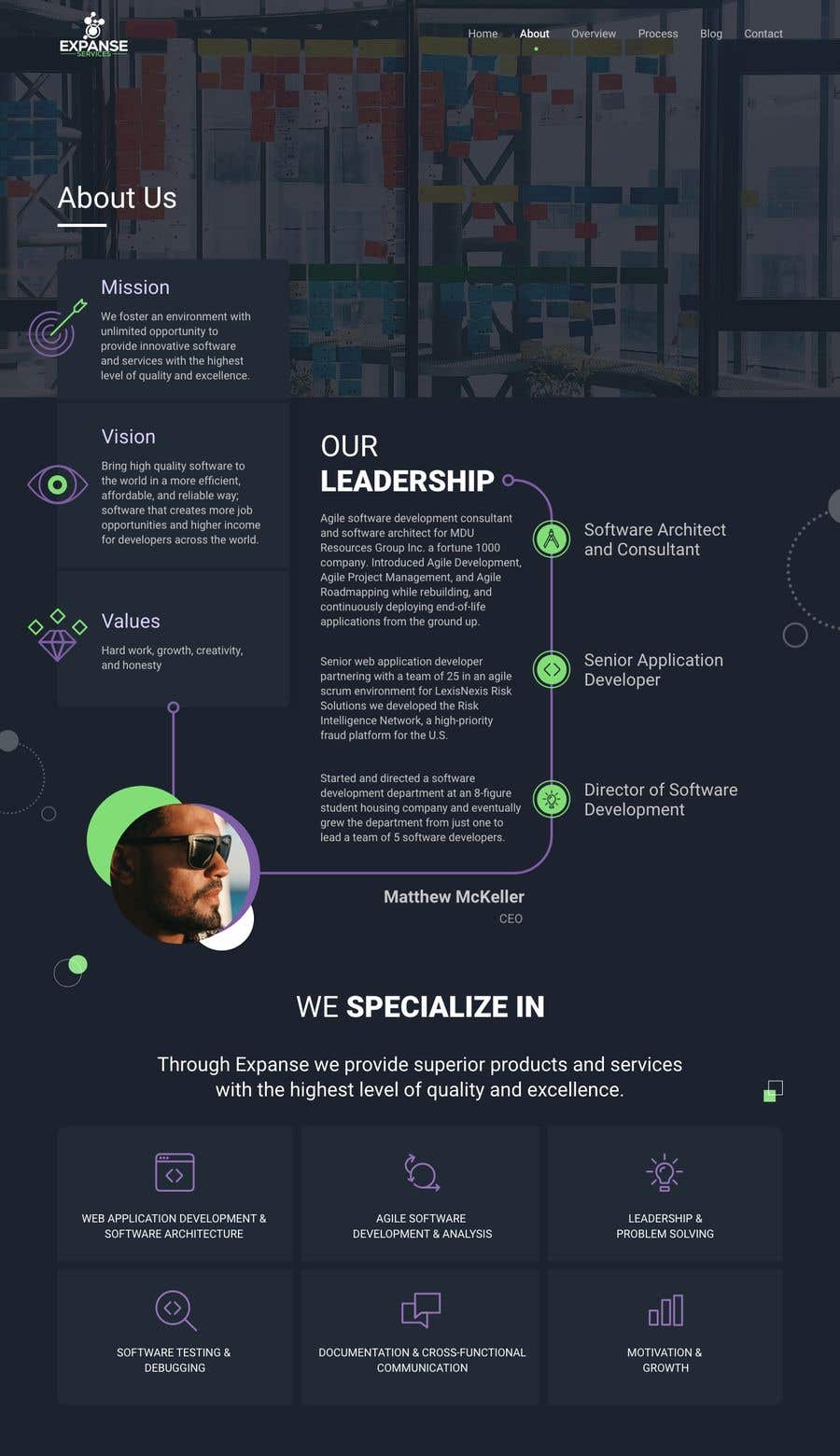 Kilpailutyö #78 kilpailussa                                                 About Us / Our Leadership Page & Graphic Design - Expanse Services Software Development
                                            