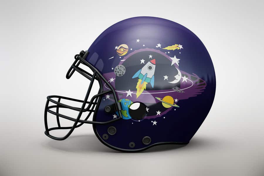 Kilpailutyö #63 kilpailussa                                                 Beautiful cartoon outer space theme illustration designed for Children helmets
                                            