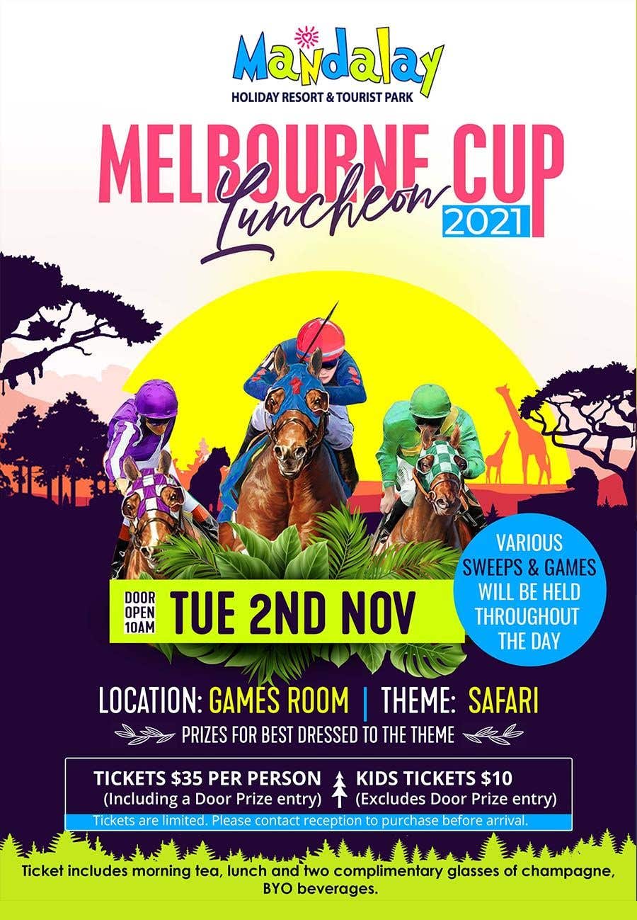 Kilpailutyö #166 kilpailussa                                                 Melbourne Cup Luncheon Flyer 2021
                                            