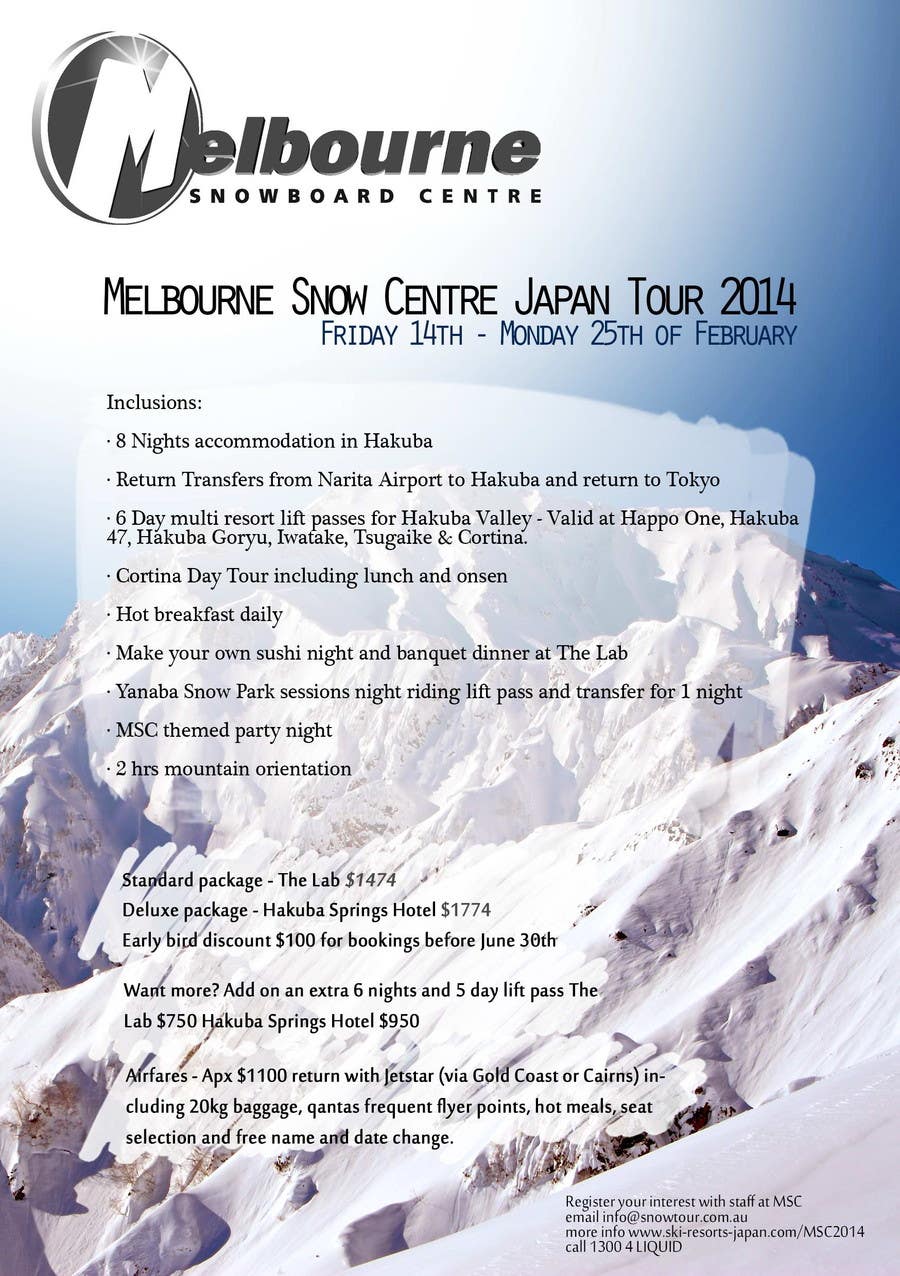 Participación en el concurso Nro.5 para                                                 Design a Flyer for Company Snow Tour
                                            