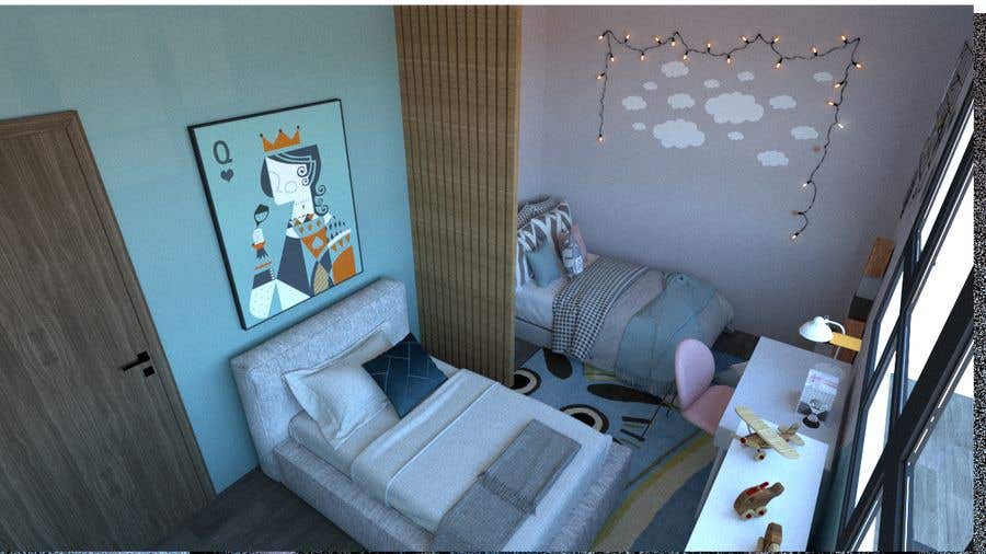 Proposition n°27 du concours                                                 3D design of kids room in tiny space (Beds, furniture and idea)
                                            