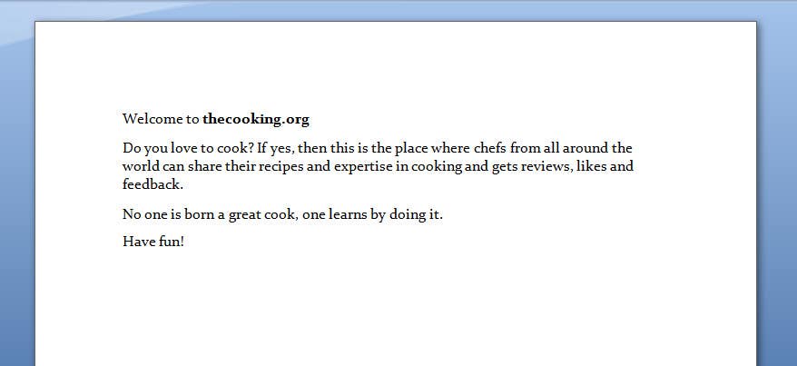 Contest Entry #14 for                                                 Content Writing for http://thecooking.org
                                            