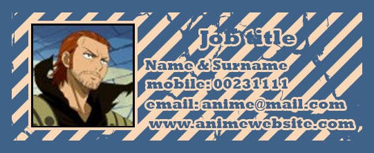 
                                                                                                                        Proposition n°                                            4
                                         du concours                                             Design some Business Cards for anime site
                                        