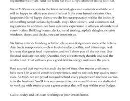 Nro 9 kilpailuun Write Home Page Copy for a website - MGS Exteriors Ltd käyttäjältä greenequail