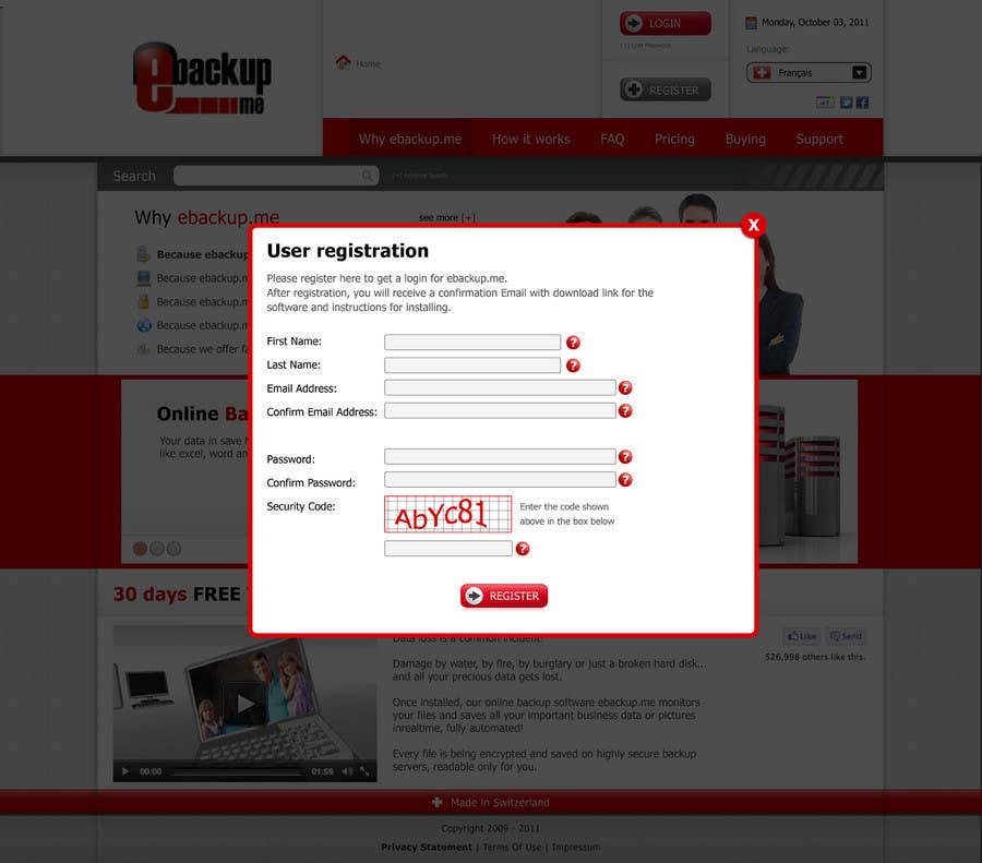 Příspěvek č. 50 do soutěže                                                 Website Design for Ebackup.me Online Backup Solution
                                            