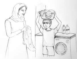 Nro 9 kilpailuun Sketch a parent child laundry scene käyttäjältä ruthyvette051