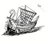 Illustration Конкурсная работа №33 для Black and white drawing or sketch of sailing ship on sea