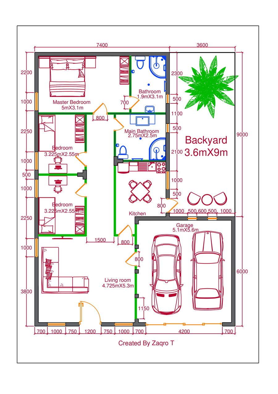 Penyertaan Peraduan #59 untuk                                                 Need a house design for a field of 15 meters x 11 meters
                                            