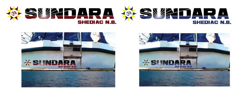 Kilpailutyö #31 kilpailussa                                                 Create Text Design for Boat Name Banner on Hull of boat
                                            