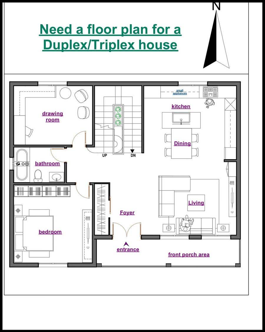 Intrarea #10 pentru concursul „                                                Need a floor plan for a Duplex/Triplex house. - 06/09/2022 01:39 EDT
                                            ”