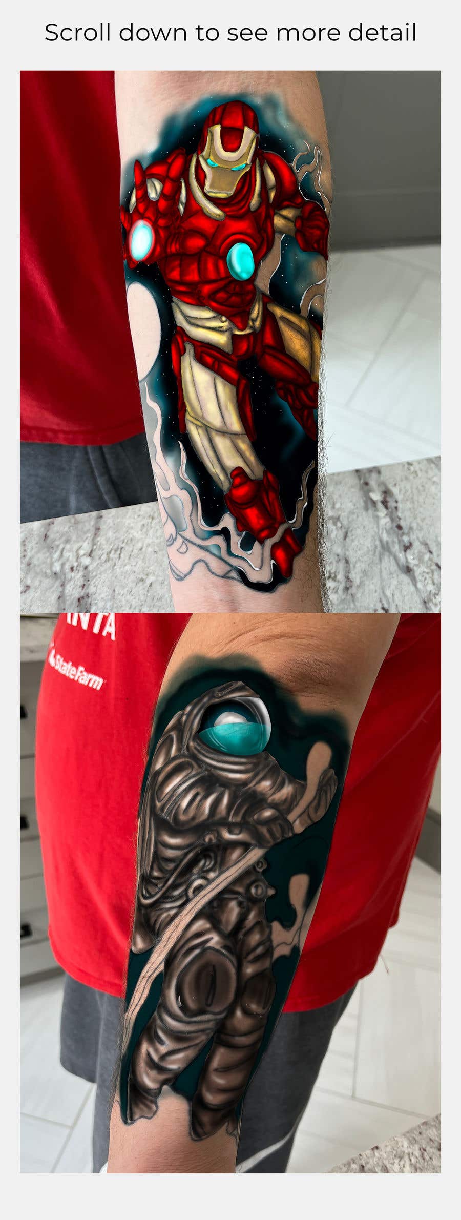 Contest Entry #41 for                                                 Add color to my photo for my tattoo- Iron Man & Astronaut
                                            