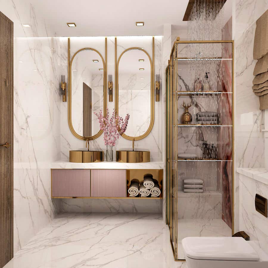 Конкурсная заявка №8 для                                                 Interior design 3D render of bathrooms
                                            