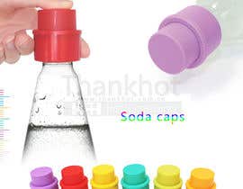 a water bottle with colorful capped caps and a hand pouring water into it