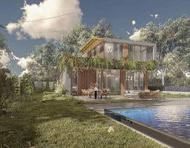 a 3d rendering of a house with a pool