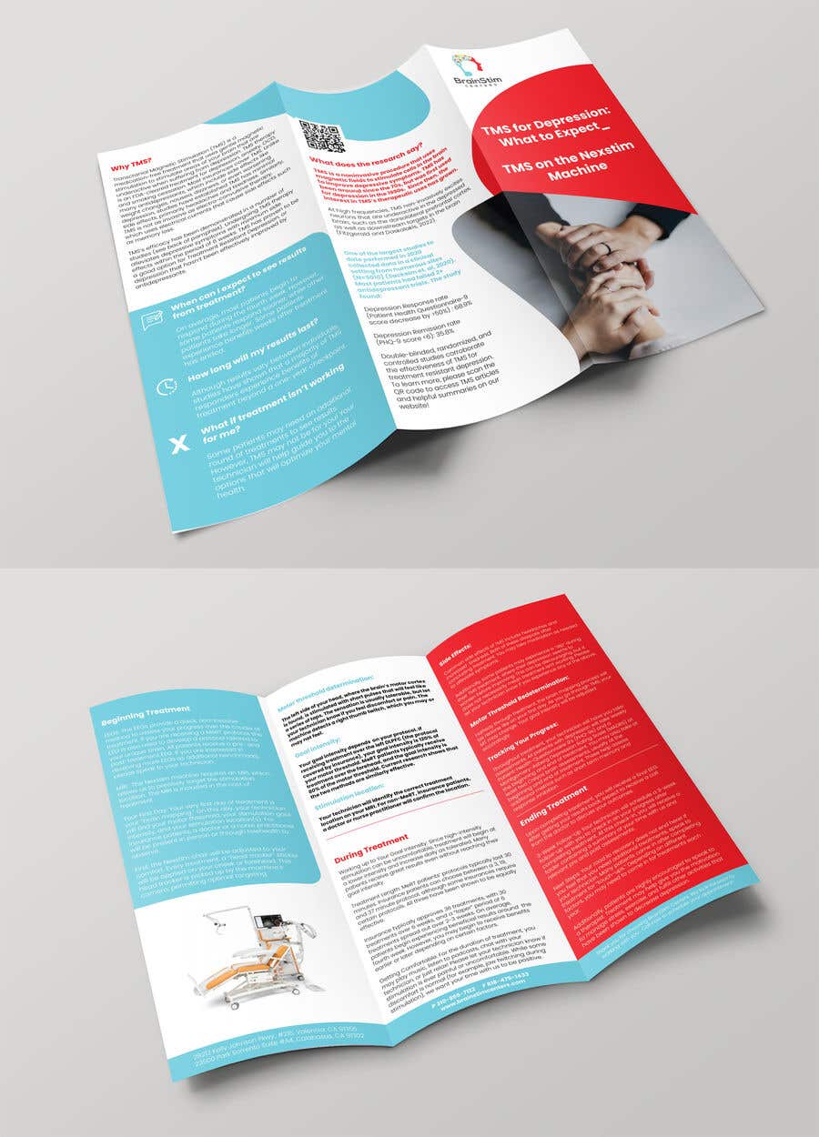 an image of a brochure with two different views of it