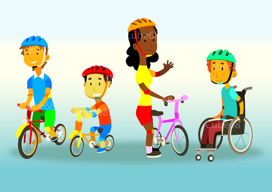 Kilpailutyö #10 kilpailussa                                                 Cartoon & character design: Inclusive cycling program
                                            