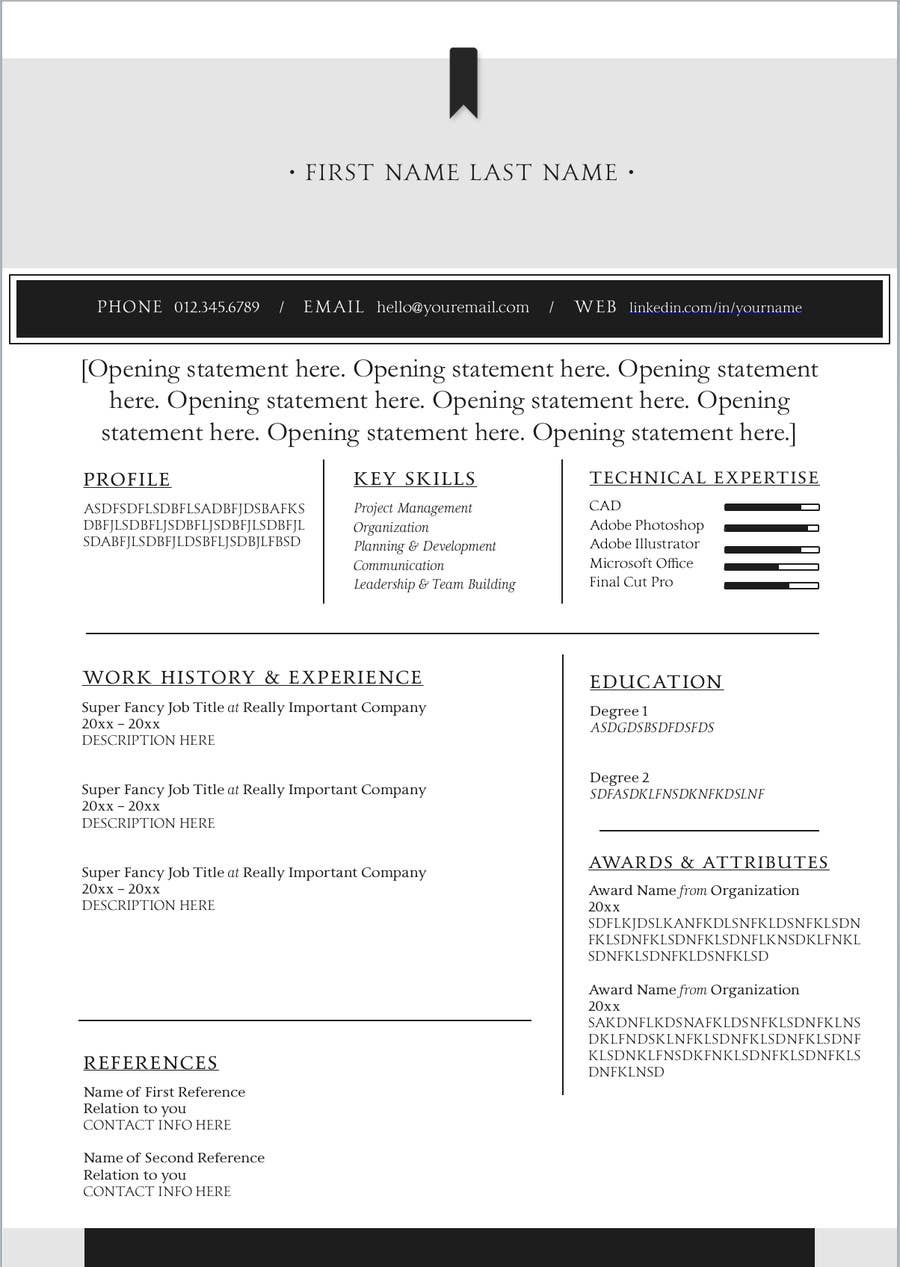 Penyertaan Peraduan #5 untuk                                                 Design a CV Resume (MS WORD FORMAT)
                                            