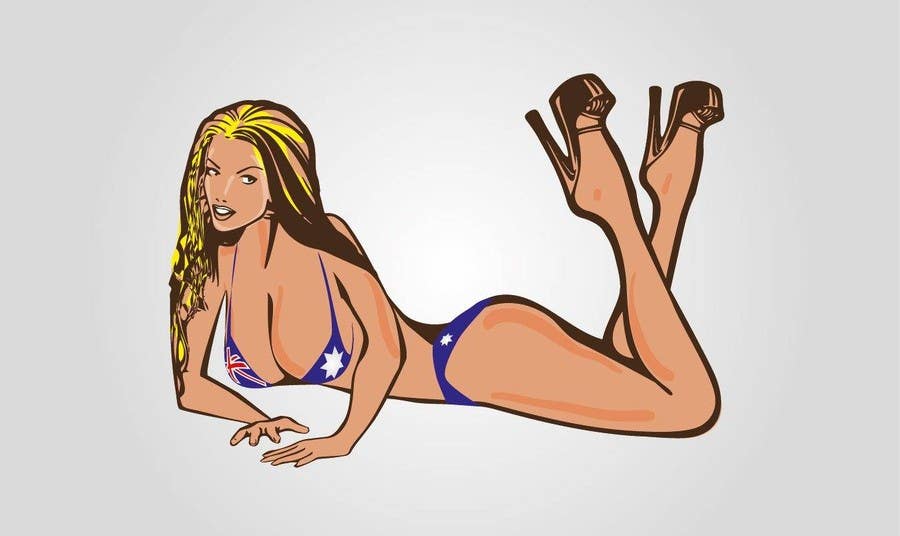Kilpailutyö #22 kilpailussa                                                 sexy pinup babe/woman with australian bikini on, large breasts
                                            