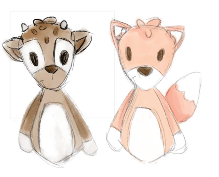 Kilpailutyö #23 kilpailussa                                                 Illustrate Something for Plush Toy set - fox and fawn
                                            