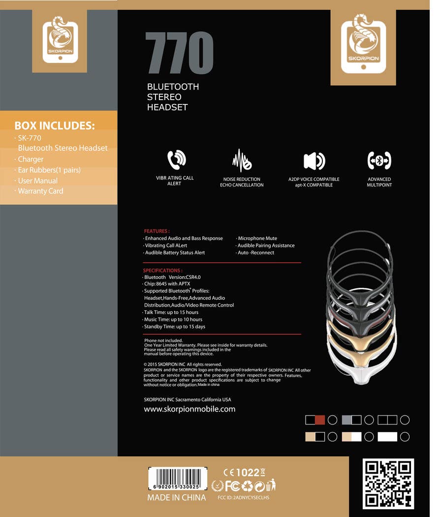 Penyertaan Peraduan #31 untuk                                                 Create Print and Packaging Designs for Skorpion Bluetooth Headset
                                            