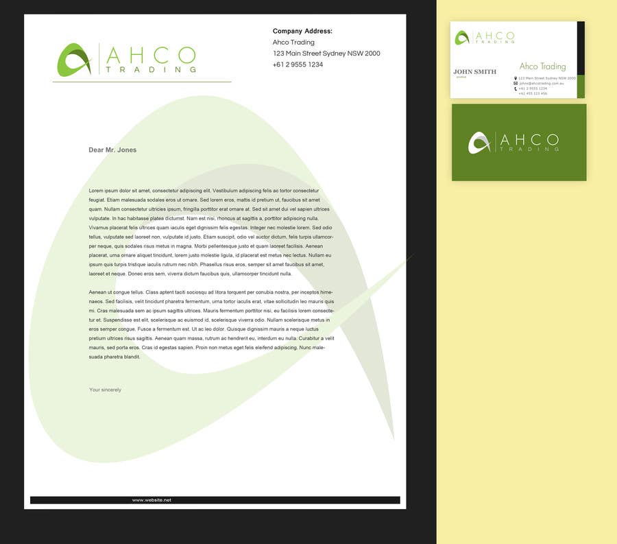 Konkurrenceindlæg #21 for                                                 Ahco Trading - Business Card & Letterhead Template
                                            