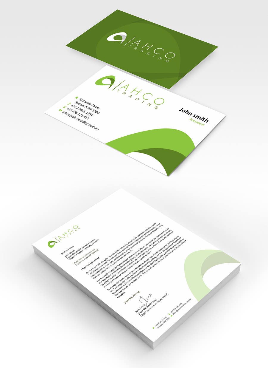 Proposition n°52 du concours                                                 Ahco Trading - Business Card & Letterhead Template
                                            