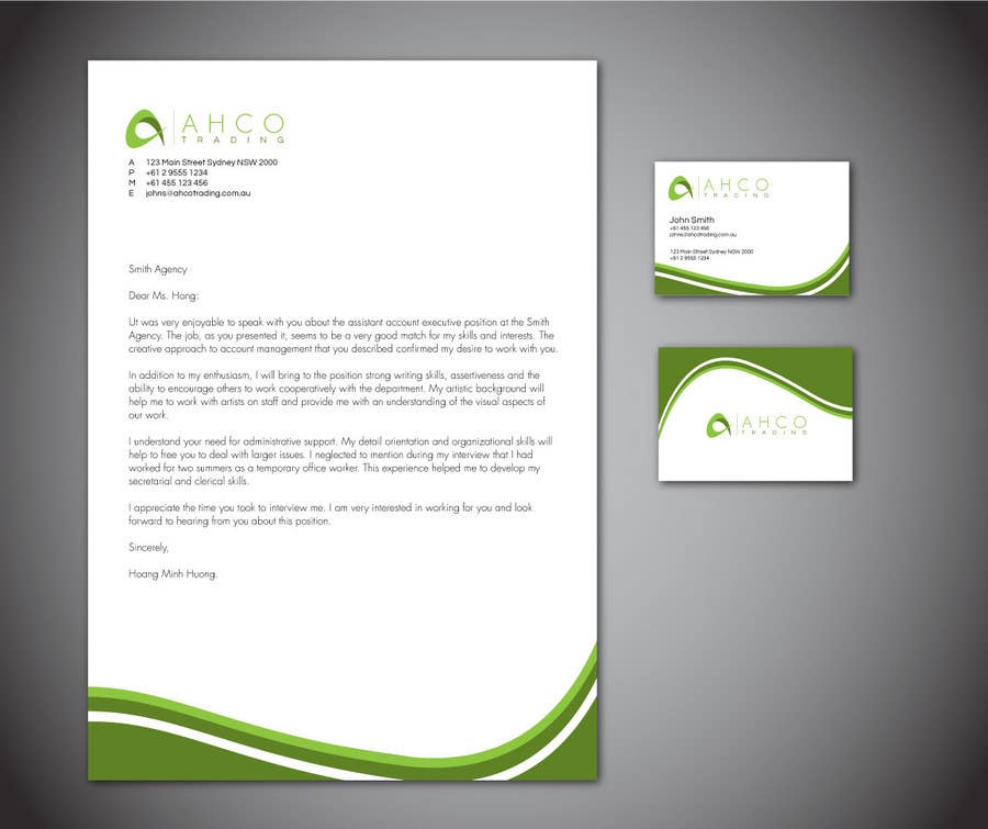 Proposition n°43 du concours                                                 Ahco Trading - Business Card & Letterhead Template
                                            