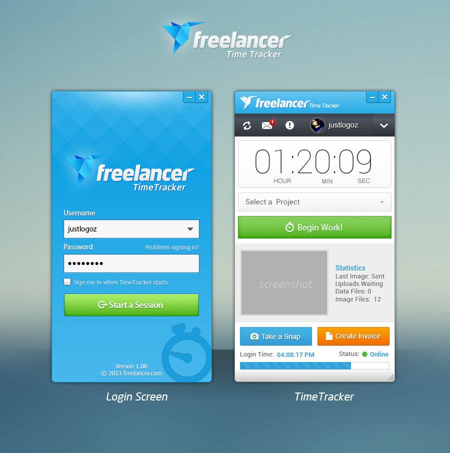 Participación en el concurso Nro.70 para                                                 New Design for the Freelancer.com TimeTracker App
                                            