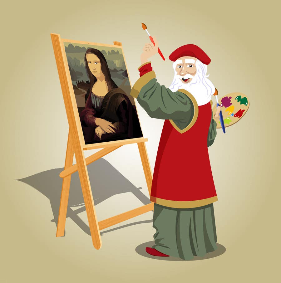 Entry #32 by kemilapro for Illustrate a cartoon Leonardo da Vinci painting  the Mona Lisa | Freelancer